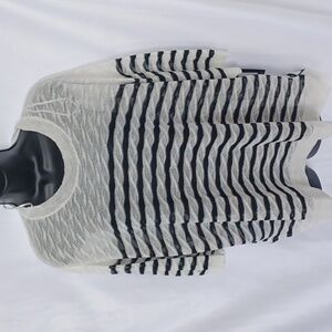 GABBY ISABELLA STRIPED BLACK & CREAM OVERSIZED SHEER SWEATER, Size S
